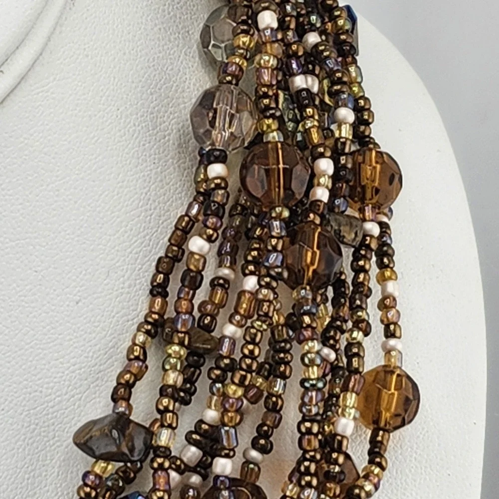Brown Glass‎ Multistrand Bead Necklace